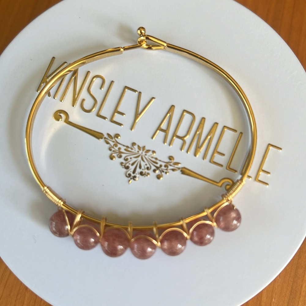 Kinsley Armelle Bracelet Wire Wrapped Strawberry Quartz Beads NWOT
